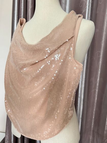 Used Lyn Around Crop Top Tank in Brown Sequin Size M Zippy backbone รูปที่ 6