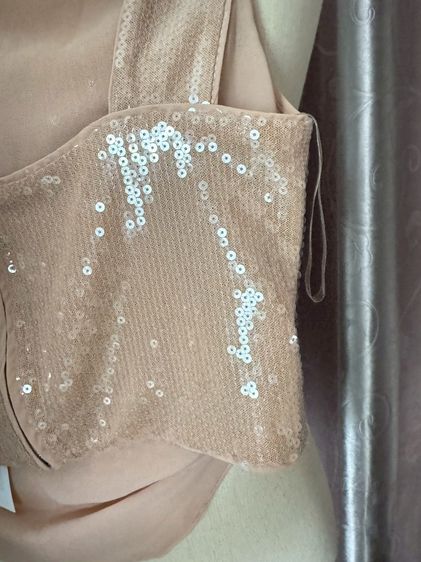 Used Lyn Around Crop Top Tank in Brown Sequin Size M Zippy backbone รูปที่ 3
