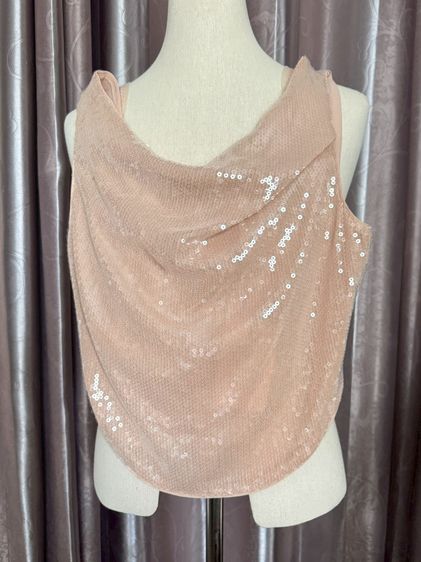 Used Lyn Around Crop Top Tank in Brown Sequin Size M Zippy backbone รูปที่ 16