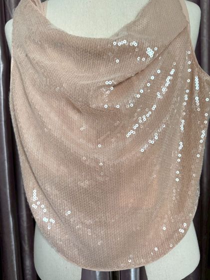 Used Lyn Around Crop Top Tank in Brown Sequin Size M Zippy backbone รูปที่ 13