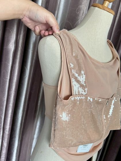 Used Lyn Around Crop Top Tank in Brown Sequin Size M Zippy backbone รูปที่ 9
