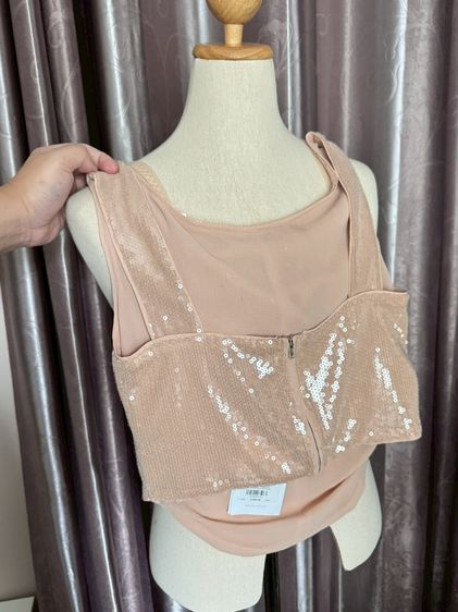 Used Lyn Around Crop Top Tank in Brown Sequin Size M Zippy backbone รูปที่ 8