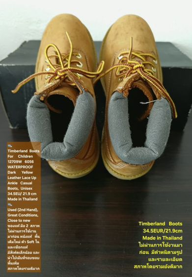 Timberland Boots For Children, Unisex 2.5US 34.5EU(21.9cm) ของแท้ มือ 2 สภาพไม่ผ่านการใช้งานมาก่อน, รองเท้า Timberland หนังแท้ พื้นเต็มสวย รูปที่ 13