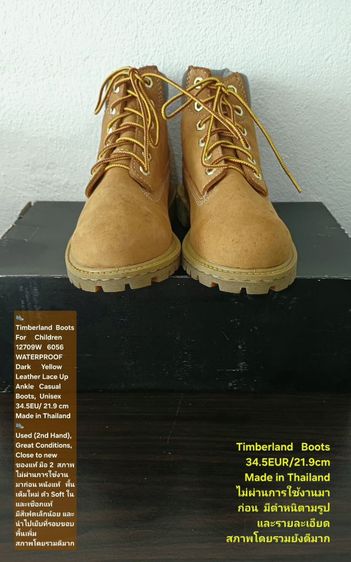 Timberland Boots For Children, Unisex 2.5US 34.5EU(21.9cm) ของแท้ มือ 2 สภาพไม่ผ่านการใช้งานมาก่อน, รองเท้า Timberland หนังแท้ พื้นเต็มสวย รูปที่ 6