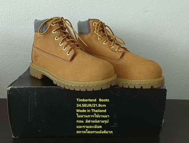 Timberland Boots For Children, Unisex 2.5US 34.5EU(21.9cm) ของแท้ มือ 2 สภาพไม่ผ่านการใช้งานมาก่อน, รองเท้า Timberland หนังแท้ พื้นเต็มสวย