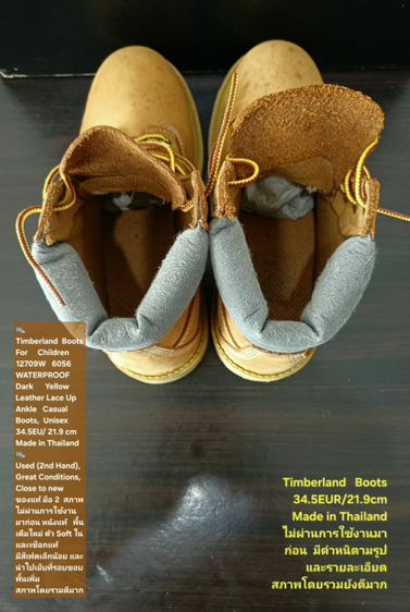 Timberland Boots For Children, Unisex 2.5US 34.5EU(21.9cm) ของแท้ มือ 2 สภาพไม่ผ่านการใช้งานมาก่อน, รองเท้า Timberland หนังแท้ พื้นเต็มสวย รูปที่ 16
