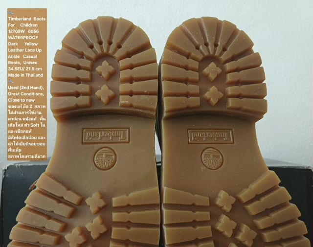 Timberland Boots For Children, Unisex 2.5US 34.5EU(21.9cm) ของแท้ มือ 2 สภาพไม่ผ่านการใช้งานมาก่อน, รองเท้า Timberland หนังแท้ พื้นเต็มสวย รูปที่ 11