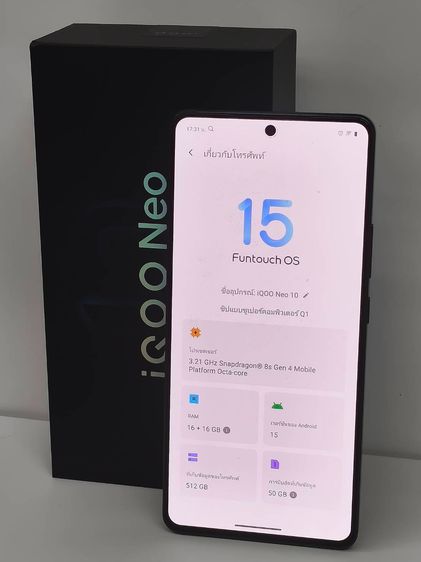 ยี่ห้ออื่นๆ 512 GB IQOO Neo 10 Snapdragon 8s Gen 4 RAM 16GB ROM 512GB Android 15 ประกันศูนย์ถึง 07-2026