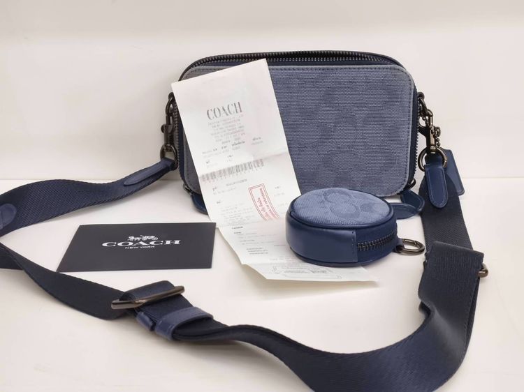 Coach Crossbody Signature Jacquard พร้อมกระเป๋าเหรียญ + ใบเสร็จ Shop แท้ รูปที่ 2