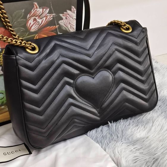 Gucci GG Marmont Matelassé Shoulder Bag Black Leather อะไหล่ทอง รุ่น Heart Back พร้อมกล่อง รูปที่ 3
