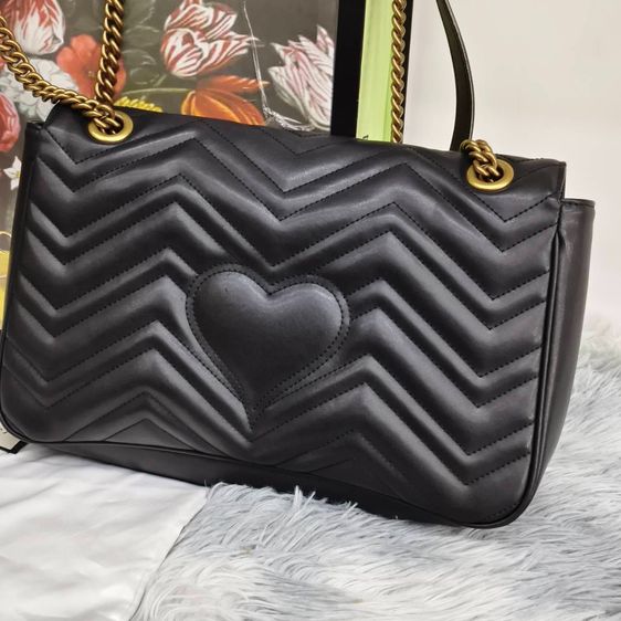 Gucci GG Marmont Matelassé Shoulder Bag Black Leather อะไหล่ทอง รุ่น Heart Back พร้อมกล่อง รูปที่ 4