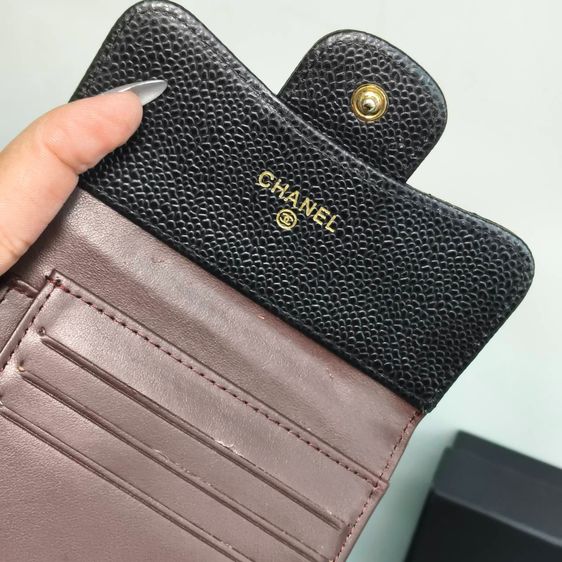 Chanel Wallet Classic Caviar Leather Black กระเป๋าสตางค์ Chanel หนังคาเวียร์ สีดําอะไหล่ทอง มีกล่อง รูปที่ 14