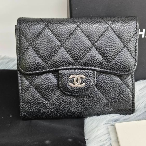 Chanel Wallet Classic Caviar Leather Black กระเป๋าสตางค์ Chanel หนังคาเวียร์ สีดําอะไหล่ทอง มีกล่อง รูปที่ 5