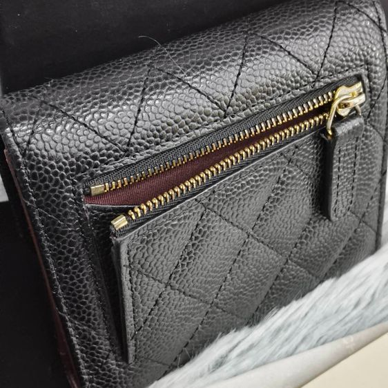 Chanel Wallet Classic Caviar Leather Black กระเป๋าสตางค์ Chanel หนังคาเวียร์ สีดําอะไหล่ทอง มีกล่อง รูปที่ 12
