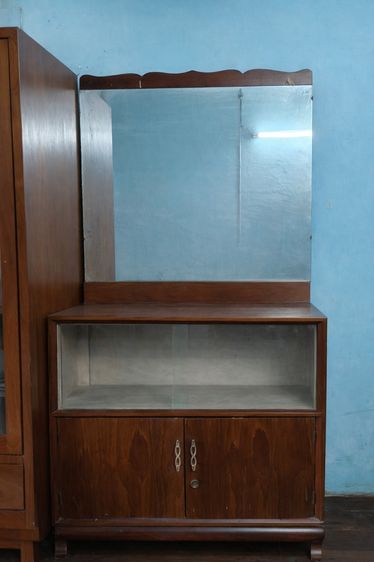 โต๊ะเครื่องแป้งไม้แท้ทรงวินเทจ กระจกบานใหญ่ พร้อมตู้เก็บของ รูปที่ 2