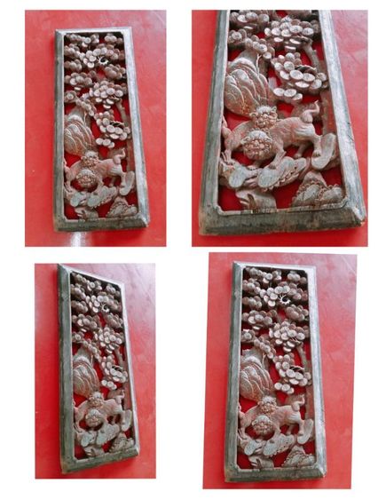 งานไม้ เก่า 6แผ่น ช้าง 2แผ่น ,สิงห์ 2แผ่น ,กิเลน2แผ่น
ขนาดต่อเเผ่น 94cmx38cm  รูปที่ 11