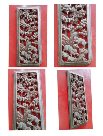 งานไม้ เก่า 6แผ่น ช้าง 2แผ่น ,สิงห์ 2แผ่น ,กิเลน2แผ่น
ขนาดต่อเเผ่น 94cmx38cm  รูปที่ 7