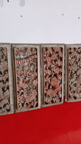 งานไม้ เก่า 6แผ่น ช้าง 2แผ่น ,สิงห์ 2แผ่น ,กิเลน2แผ่น
ขนาดต่อเเผ่น 94cmx38cm  รูปที่ 4