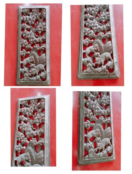 งานไม้ เก่า 6แผ่น ช้าง 2แผ่น ,สิงห์ 2แผ่น ,กิเลน2แผ่น
ขนาดต่อเเผ่น 94cmx38cm  รูปที่ 6