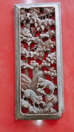 งานไม้ เก่า 6แผ่น ช้าง 2แผ่น ,สิงห์ 2แผ่น ,กิเลน2แผ่น
ขนาดต่อเเผ่น 94cmx38cm  รูปที่ 3