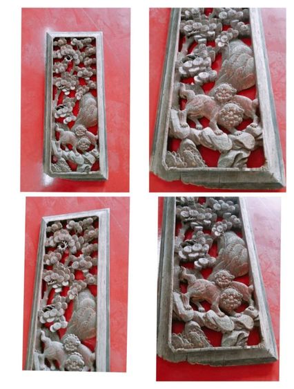 งานไม้ เก่า 6แผ่น ช้าง 2แผ่น ,สิงห์ 2แผ่น ,กิเลน2แผ่น
ขนาดต่อเเผ่น 94cmx38cm  รูปที่ 10