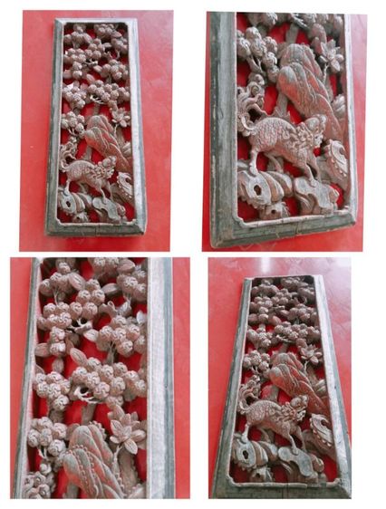 งานไม้ เก่า 6แผ่น ช้าง 2แผ่น ,สิงห์ 2แผ่น ,กิเลน2แผ่น
ขนาดต่อเเผ่น 94cmx38cm  รูปที่ 9