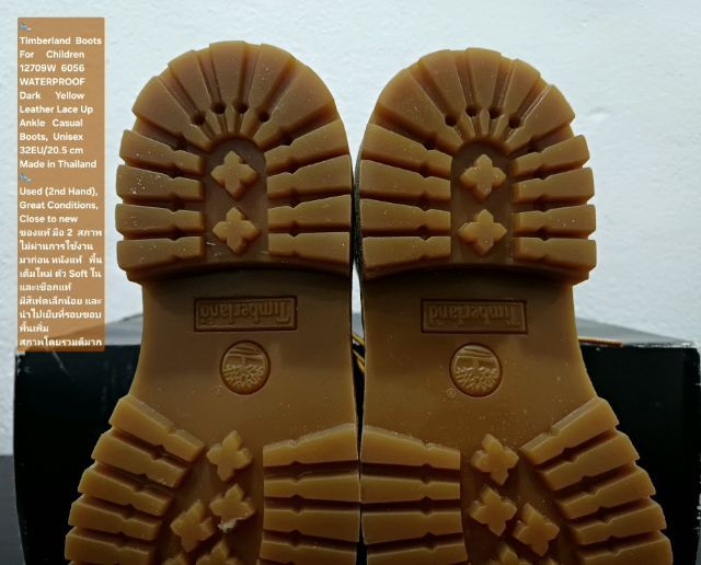 Timberland Boots For Children, Unisex 32EU(20.5cm) ของแท้ มือ 2 สภาพไม่ผ่านการใช้งานมาก่อน, รองเท้า Timberland หนังแท้ พื้นเต็ม Softเชือกแท้ รูปที่ 11