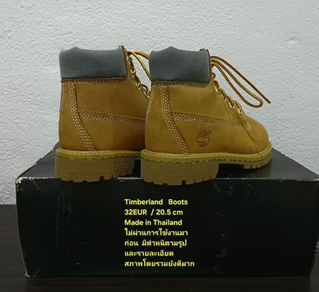 Timberland Boots For Children, Unisex 32EU(20.5cm) ของแท้ มือ 2 สภาพไม่ผ่านการใช้งานมาก่อน, รองเท้า Timberland หนังแท้ พื้นเต็ม Softเชือกแท้ รูปที่ 13
