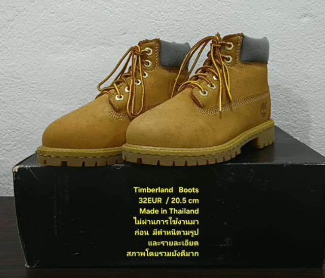 Timberland Boots For Children, Unisex 32EU(20.5cm) ของแท้ มือ 2 สภาพไม่ผ่านการใช้งานมาก่อน, รองเท้า Timberland หนังแท้ พื้นเต็ม Softเชือกแท้ รูปที่ 5