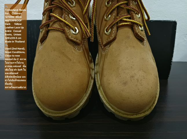 Timberland Boots For Children, Unisex 32EU(20.5cm) ของแท้ มือ 2 สภาพไม่ผ่านการใช้งานมาก่อน, รองเท้า Timberland หนังแท้ พื้นเต็ม Softเชือกแท้ รูปที่ 7