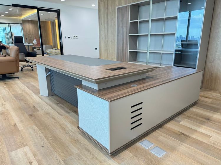 โต๊ะทำงาน ไม้ น้ำตาล โต๊ะสำนักงาน 