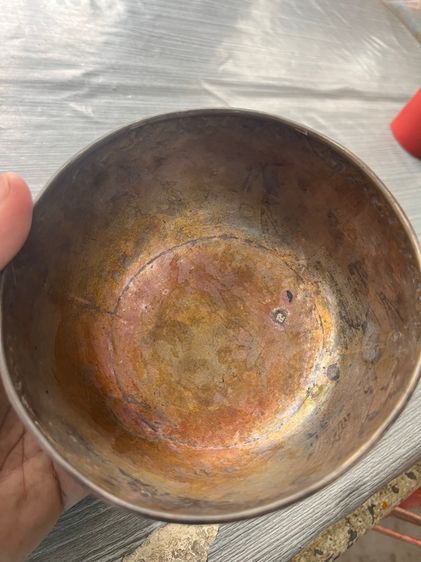 ขันทองเหลืองกะไหล่เงินตอกตราจีน ไทย รูปที่ 6