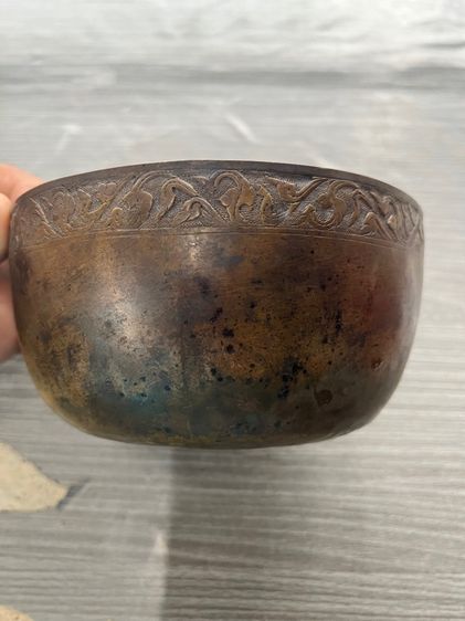 ขันทองเหลืองกะไหล่เงินตอกตราจีน ไทย รูปที่ 3