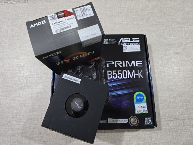 ขายด่วน CPU พร้อมเมนบอร์ด RYZEN 5 5600GT  กับ เมนบอร์ด ASUS PRIME B550 MK  สภาพใหม่มาก ทั้ง CPU และเมนบอร์ด (ตัว cpu ตืดตั้งอยู่บนเมนบอร์ด) เพิ่งซื้อหลังปีใหม่ รับของเองครับ