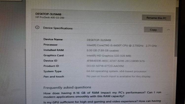 Minipc Hp prodesk 400 G3 DM รูปที่ 4