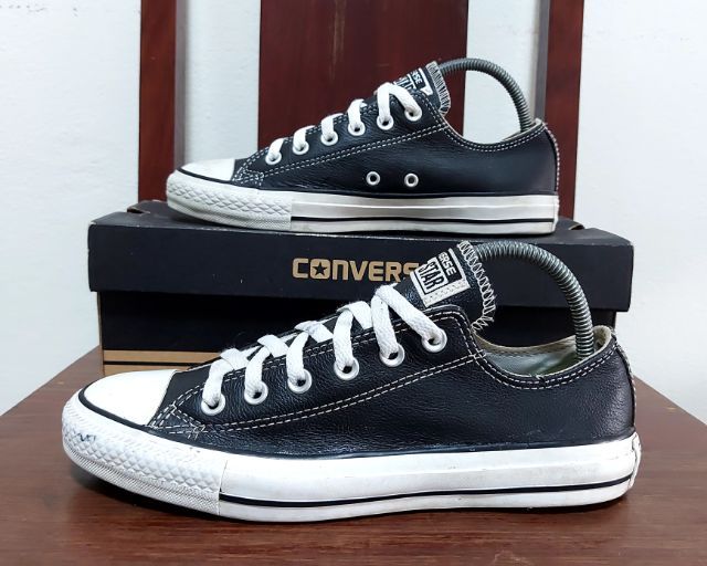 ดำ หนัง PU UK 6 | EU 39 1/3 | US 6.5 รองเท้าผ้าใบ CONVERSE 25 cm