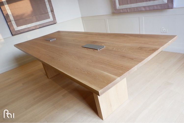 โต๊ะประชุม ไม้โอ๊คจริง โต๊ะเอนกประสงค์ Co working คาเฟ่ รูปที่ 4