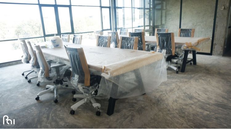 โต๊ะประชุม ไม้โอ๊คจริง โต๊ะเอนกประสงค์ Co working คาเฟ่ รูปที่ 18