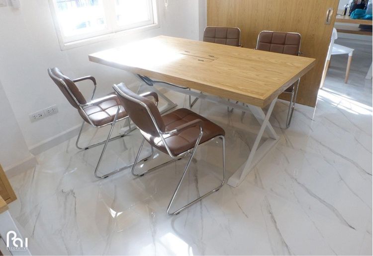 โต๊ะประชุม ไม้โอ๊คจริง โต๊ะเอนกประสงค์ Co working คาเฟ่ รูปที่ 17