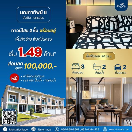 มณฑาทิพย์ 6 ทาวน์โฮม 2 ชั้น พร้อมอยู่