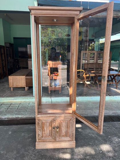 ตู้โชว์ไม้สักแท้ กระจกใส 