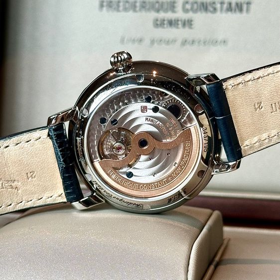 ‼️New‼️Frederqiue Constant slimline Moonphase blue Roman dial Full set รูปที่ 9