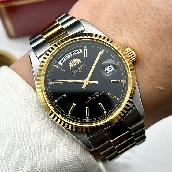 ดำ ‼️RARE‼️Vintage Orient President 2K black dial 