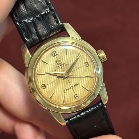Vintage 1955’s Omega Seamaster 14k gold capped Honeycomb cross hair tropical dial automatic รูปที่ 3