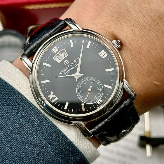 ดำ Maurice Lacroix Masterpiece Grand Guichet sub-second big date automatic