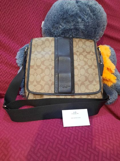 หนังแท้ ชาย น้ำตาล กระเป๋า coach