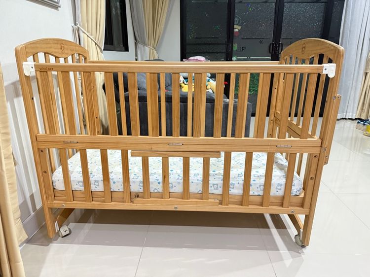  เตียงไม้เด็ก Camera 5 in 1 Zleep cot พร้อมชุดเบาะ Kitty😍 รับน้ำหนักได้ถึง 50กก. พร้อมมุ้งกระโจมกันแมลงคลุมได้รอบเตียง❌🦟🦗🐝❌ รูปที่ 4