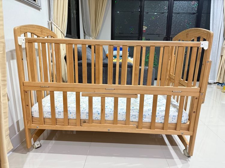  เตียงไม้เด็ก Camera 5 in 1 Zleep cot พร้อมชุดเบาะ Kitty😍 รับน้ำหนักได้ถึง 50กก. พร้อมมุ้งกระโจมกันแมลงคลุมได้รอบเตียง❌🦟🦗🐝❌ รูปที่ 2