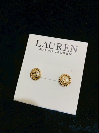 ต่างหูLauren Ralph Lauren Logo in Circle Stud Earrings (Gold-tone) ของแท้งาน outlet ส่งฟรี รูปที่ 5