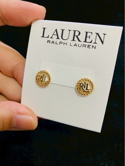 ต่างหูLauren Ralph Lauren Logo in Circle Stud Earrings (Gold-tone) ของแท้งาน outlet ส่งฟรี รูปที่ 7